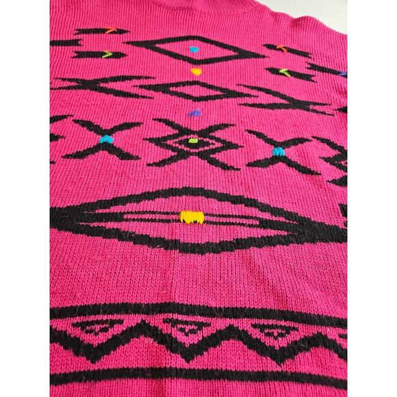 GITANO Sweater Womens Large Pink 80s Southwest Vibe Aztec Rare 90s Vintage - Picture 2 of 6